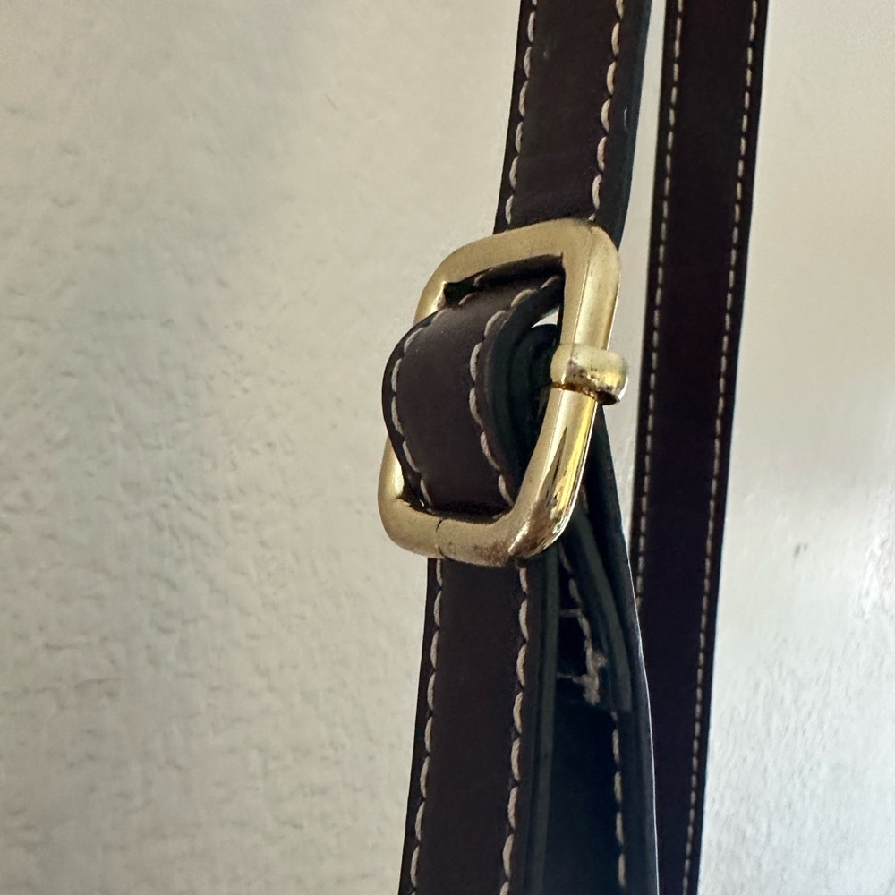 GIANI BERNINI Turnlock Glazed Dome Crossbody Leather Satchel, Wine - Picture 10 of 14